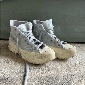 Converse Blue Velour Platform 7.5